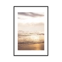 Keretezett falikép, part a naplementében, 50x70 cm, világosbarna - DERNIERS RAYONS