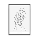 Keretezett falikép, vonalrajz, ölelés, 50x70 cm, fekete - COUPLE