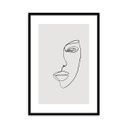 Keretezett falikép, vonalrajz, női arc, 50x70 cm, fekete - MI-FEMME