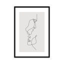 Keretezett falikép, vonalrajz, férfi és női arc, 50x70 cm, fekete - MI-COUPLE