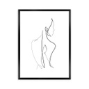 Keretezett falikép, vonalrajz, női alak, 30x40 cm, fekete - SILHOUETTE