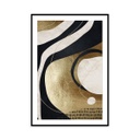 Keretezett falikép, fekete absztrakt mintával, 50x70 cm, arany - ABSTRAIT CAFE CREME