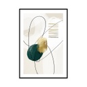 Keretezett falikép, zöld és arany mintával, 50x70 cm, krémszínű - ABSTRAIT EN VERT ET OR