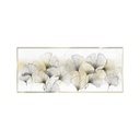 Keretezett üveg falikép, arany-fekete ginko biloba, 50x125 cm, fehér - GINKO NOR ET OR