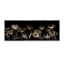 Keretezett üveg falikép, arany ginko biloba, 50x125 cm, fekete - EPHEMERES EN OR