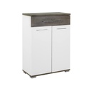 Kétajtós cipősszekrény, fiókkal, fehér-tölgy - NEBRASKA