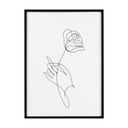Keretezett poszter, vonalrajz rózsa, 50x70 cm, fekete-fehér  - MA ROSE