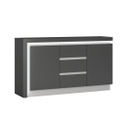 Két ajtós komód, LED világítással, 3 fiókkal, sötétszürke - BERIL