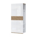 Kétajtós gardróbszekrény kiegészítő elem, fehér-dohánytölgy - PABLO