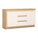 Kétajtós komód, 3 fiókkal, 158x42 cm, fehér-tölgy - ARIZONA