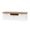 Kétajtós TV állvány, fiókkal, fehér-diófa - ALABAMA