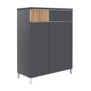 Kétajtós komód, fiókkal és 2 polccal, antracit-tölgy - BISE