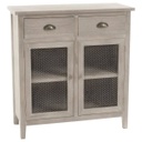 Kétajtós rácsos komód, 2 fiókkal, krémszínű - MANOSQUE