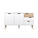 Kétajtós komód, 3 fiókkal, sonoma tölgy-fehér - IKKE