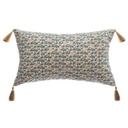 Kis levél mintás díszpárna, rojtokkal, 50x30 cm, bézs  - FEUILLES