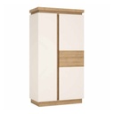 Kétajtós szekrény, polccal és akasztós résszel, fehér-tölgy - ARIZONA