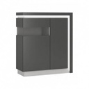 Kétajtós vitrin, LED világítással, balos, sötétszürke - BERIL