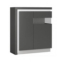 Kétajtós vitrin, LED világítással, jobbos, sötétszürke - BERIL