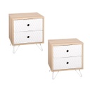 Kocka mintás éjjeliszekrény szett, 2 fiókkal, 2 db, fehér - BOSTON