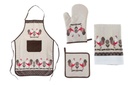 Konyhai textil szett 4 db-os, kotény edényfogó, konyharuha, kakasos - POULETTE