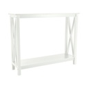 Konzolasztal, polccal, fehér - NEWLAND