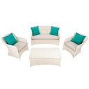 Kültéri ülőgarnitúra szett szürkés bézs és türkizkék párnákkal - LOUISIANA