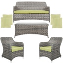 Kültéri ülőgarnitúra szett szürke zöld párnákkal - SANTORINI