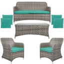 Kültéri ülőgarnitúra szett szürke türkizkék párnákkal - SANTORINI