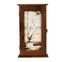 Kulcstartó szekrény keskeny fehér amarilisz mintával, sötétbarna - WHITE FLOWER