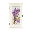 Kulcstartó szekrény keskeny levendulacsokor mintával, fehér - LAVANDE