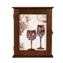 Kulcstartó szekrény széles, borospohár mintával, sötétbarna - IN VINO VERITAS