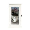 Kulcstartó szekrény keskeny levendula kaspóban mintával, fehér - POT DE LAVANDE