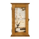 Kulcstartó szekrény keskeny fehér amarilisz mintával, világosbarna - WHITE FLOWER