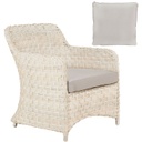 Kültéri fehér fotel szürke díszpárnával és ülőpárnával - LOUISIANA