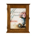 Kulcstartó szekrény széles virágváza mintával, világosbarna - MAISON DES JARDINS