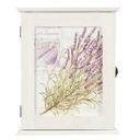 Kulcstartó szekrény széles levendulaág mintával fehér - FLEUR DE LAVANDE