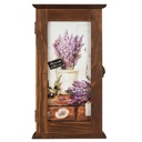 Kulcstartó szekrény keskeny levendula mintával sötétbarna - LAVANDE