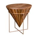 Kúp alakú tömörfa dohányzóasztal, 45 cm, mangófa - CONE