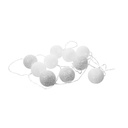 LED gömbfüzér fehér, csillogó fehér - PELOTE DE LAINE