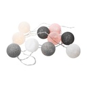 LED gömbfüzér szürke, fehér és rózsaszín - PELOTE DE LAINE