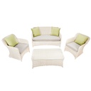 Kültéri ülőgarnitúra szett szürkés bézs és zöld párnákkal - LOUISIANA