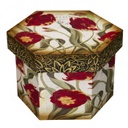 Lakkozott doboz tulipán mintával, piros - TULIPE