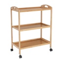 Lakkozott bambusz tálalókocsi, 3 polccal, natúr - SIENNA
