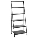 Létra könyvespolc, 5 polccal, fekete - PYRAMIDE