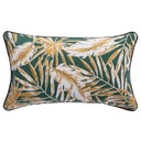 Levél mintás díszpárna, 50x30 cm, sötétzöld - KENIA
