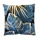 Levél mintás díszpárna, 45x45 cm, kék-arany - RHAPSODIE EN BLEU 2