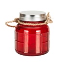 LED-es kicsi üveg dekoráció kötéllel, piros - CANDLELIGHT