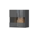 Magasfényű vitrines faliszekrény, 1 polccal, antracit-diófa - BISE