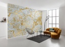 Márvány mintás tapéta, arany részletekkel, 400x280 cm, fehér - TURNER
