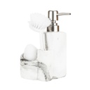 Mázolt kerámia szappanadagoló kefével, márványos - ROCHER